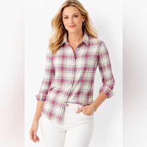 Talbots Plaid Button Down Shirt XL | Multicolor Cotton Preppy Classic Top